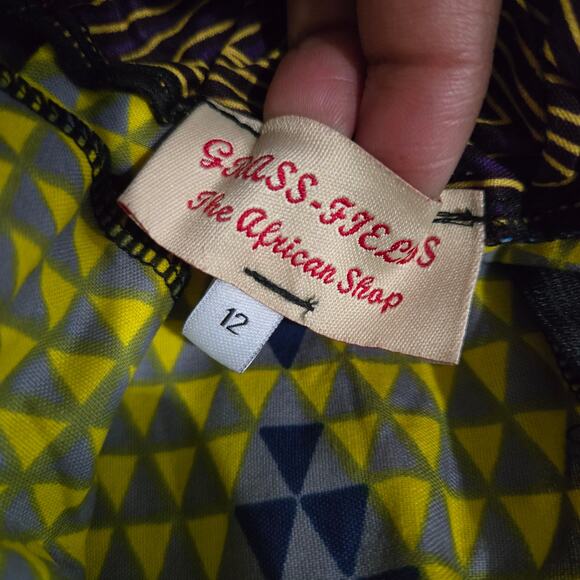 Grass Fields Ankara Wide Leg Crop Pants Yellow Gaucho African Print Small Medium - Picture 7 of 15